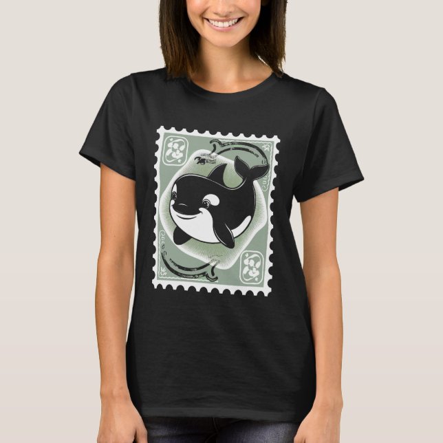 Orca Postage Stamp Animal Vintage T-Shirt (Front)