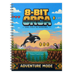 Orca, Retro 8-Bit Pixel Art Notebook