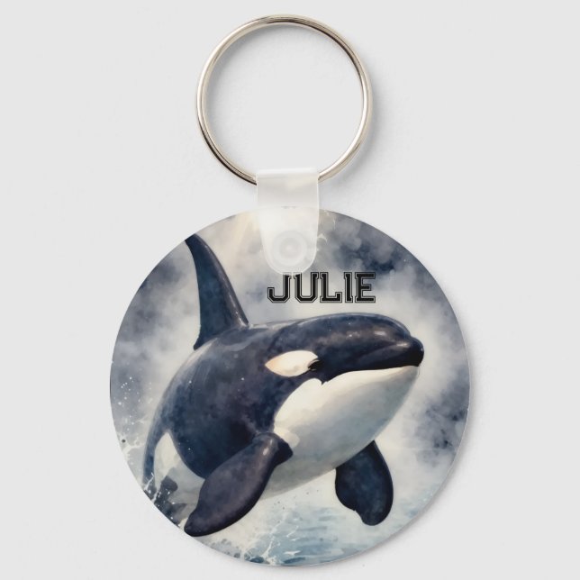  Orca Stormy waves, Personalized Key Ring (Front)
