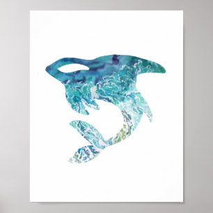 Orca Tattoo with Ocean Waves Poster