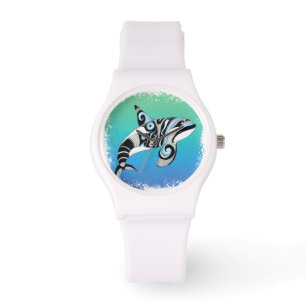 Orca Tribal Doodle Ink Blue Watch