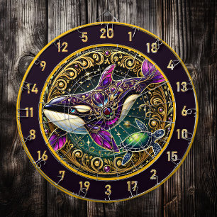 Orca Turtle Circular Rustic Wall Art Dartboard