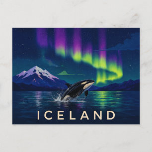Orca Under the Aurora   Iconic Iceland Postcard