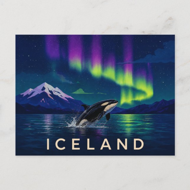 Orca Under the Aurora | Iconic Iceland Postcard (Front)