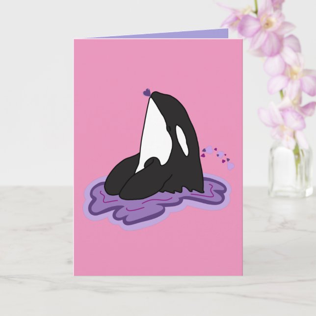 Orca Valentines Day  Card (Orchid)
