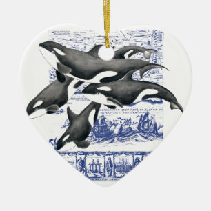 Orca Vintage Map II Ceramic Tree Decoration