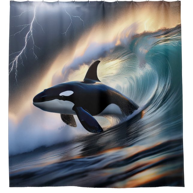 Orca Wave Shower Curtain (Front)