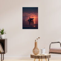 Orca Whale at Sunset – Ocean Wildlife Illustration
