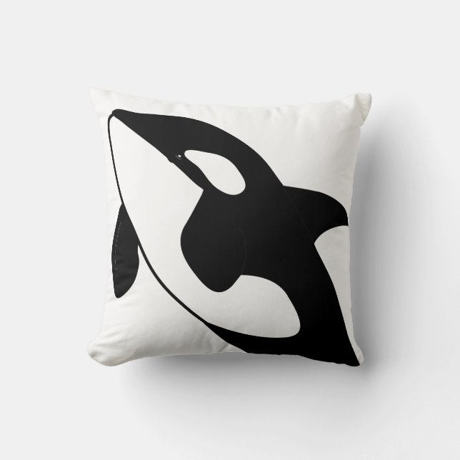Orca Whale Black and White Square Pillow (Front)
