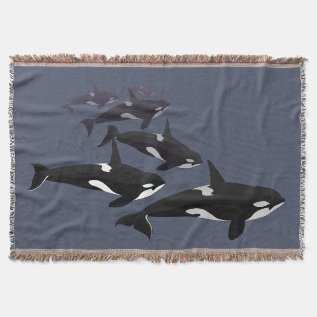 Orca Whale Blanket Killer Whale Art Throw Blankets (Front)