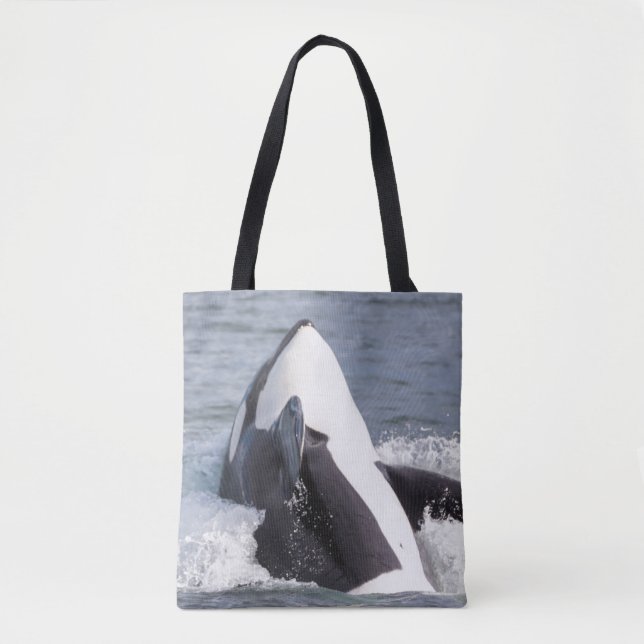 Orca whale breaching tote bag (Front)