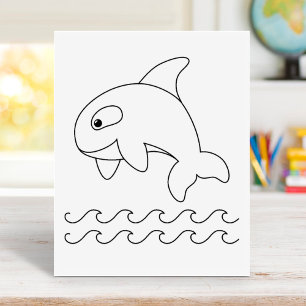 Orca Whale Colouring Page Rubber Stamp