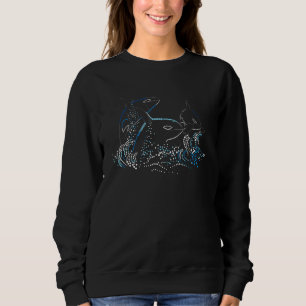Orca Whale Family Sea Animal Wildlife Dot Artwork Sweatshirt