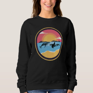 Orca & Whale Family Vintage Retro Art Killer Whale Sweatshirt