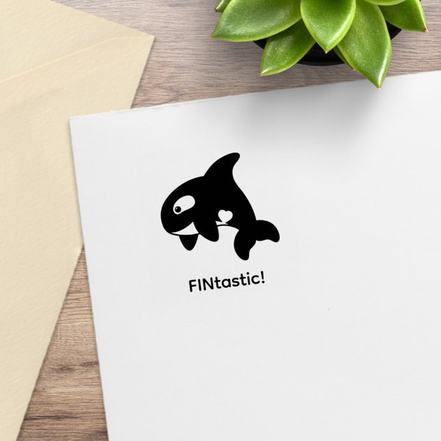 Orca Whale - FINtastic (fantastic) Quote Rubber Stamp (Creator Uploaded)