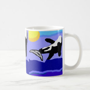 orca whale flippin to the sun mug