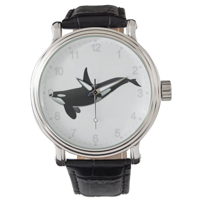 Orca whale illustration - Choose background colour Watch (Front)