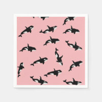 Orca Whale Illustration Pod Pattern Ocean Pink