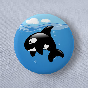 Orca Whale in Ocean 6 Cm Round Badge