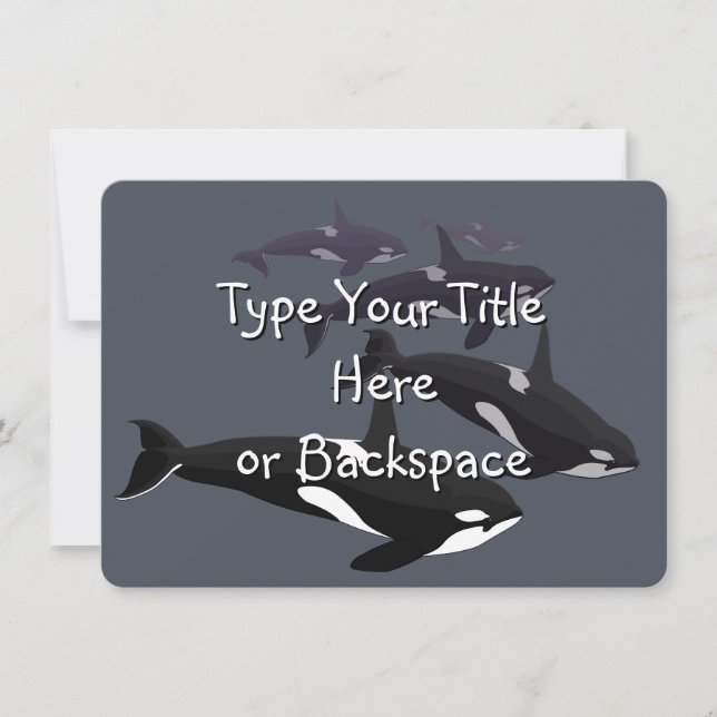 Orca Whale Invitations Personalised Whale RSVP (Front)