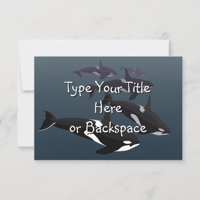 Orca Whale Invitations Personalised Whale RSVP (Front)
