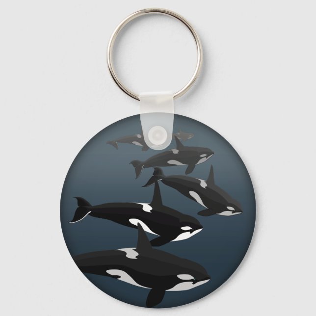 Orca Whale Keychain Personalised Whale Art Gifts (Front)