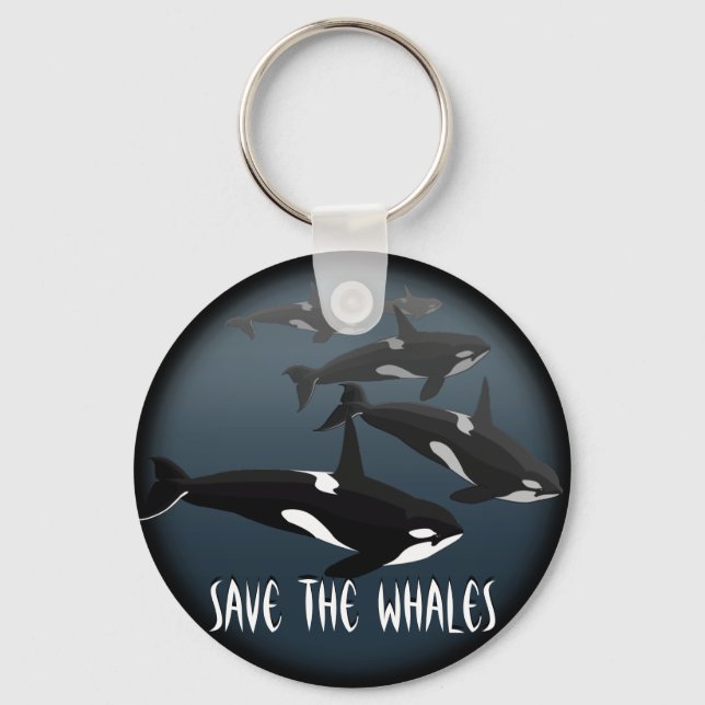 Orca Whale Keychain Personalised Whale Art Gifts (Front)