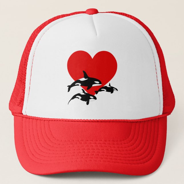 Orca Whale Lover Cute Trucker Hat (Front)
