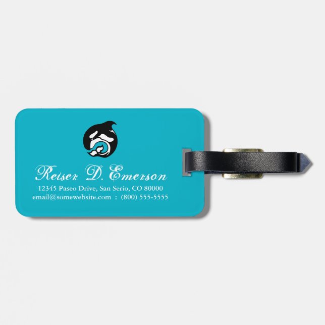 orca whale luggage tag (Back Horizontal)