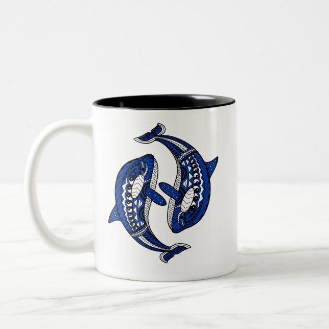 Orca Whale Ocean Animals Two-Tone Coffee Mug (Left)