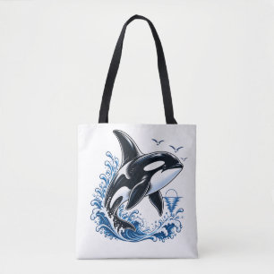 Orca Whale Ocean Wave – Killer Whale Coast Tote Bag