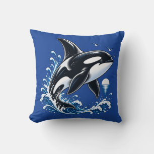 Orca Whale Ocean Wave Throw Pillow – Killer Whale