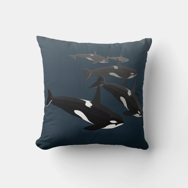 Orca Whale Pillow Killer Whale Art Throw Pillows (Front)