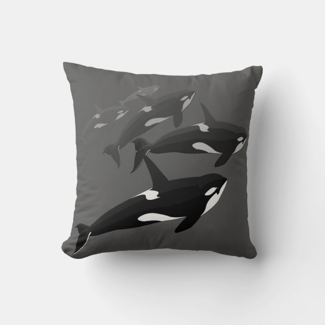 Orca Whale Pillow Killer Whale Art Throw Pillows (Front)