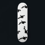 Orca Whale Pod Pattern Ocean White  Skateboard<br><div class="desc">Whimsical pod of beautiful orca whales for every whale lover. Orca killer whales pattern home decor,  gift. Orca whale-themed black and white cool personalised skateboard.</div>