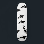 Orca Whale Pod Pattern Ocean White Skateboard<br><div class="desc">Whimsical pod of beautiful orca whales for every whale lover. Orca killer whales pattern home decor, gift. Orca whale-themed black and white cool personalised skateboard.</div>