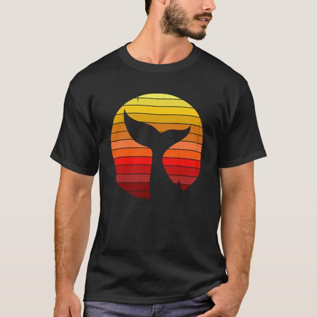 Orca Whale Tail Sunset Style Silhouette Colours T-Shirt (Front)