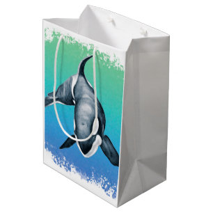 Orca Whale Teal crystal Medium Gift Bag