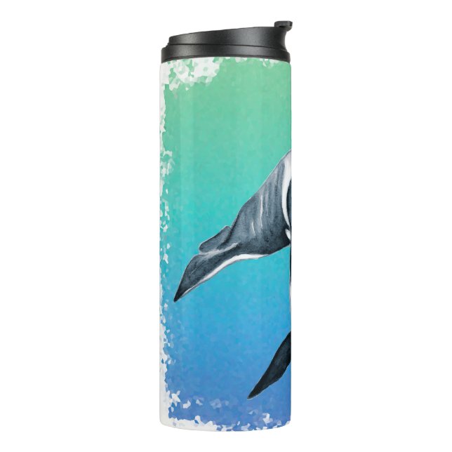 Orca Whale Teal crystal Thermal Tumbler (Rotated Left)
