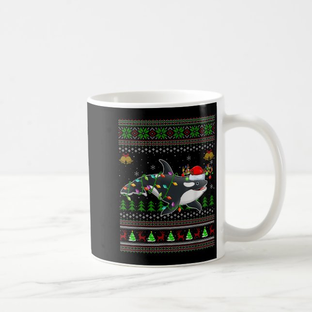 Orca Whale Ugly Christmas Sweaters Santa Sea Anima Coffee Mug (Right)