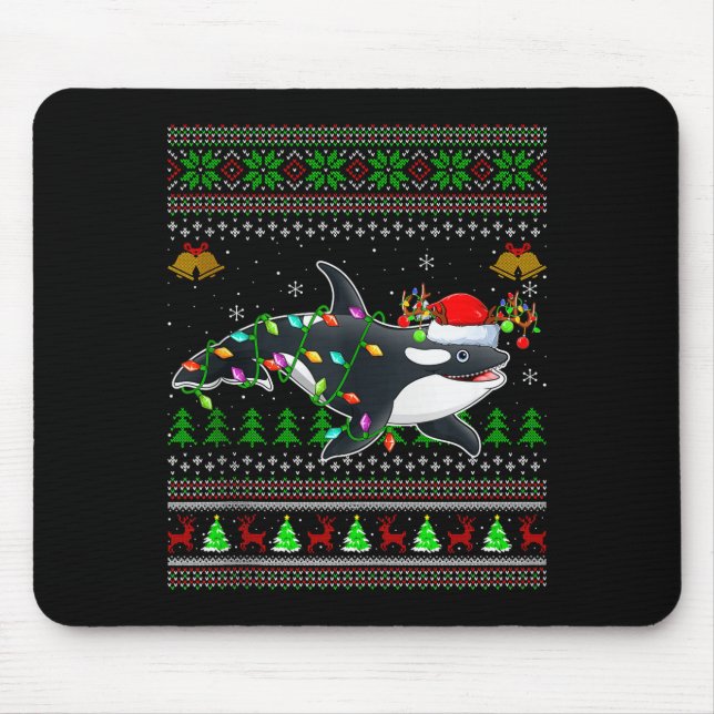Orca Whale Ugly Christmas Sweaters Santa Sea Anima Mouse Pad (Front)