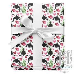 Orca Whale Valentine Wrapping Paper