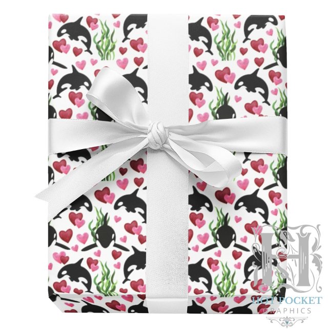 Orca Whale Valentine Wrapping Paper (Creator Uploaded)