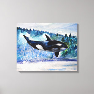 Orca whale watercolor Canvas Print