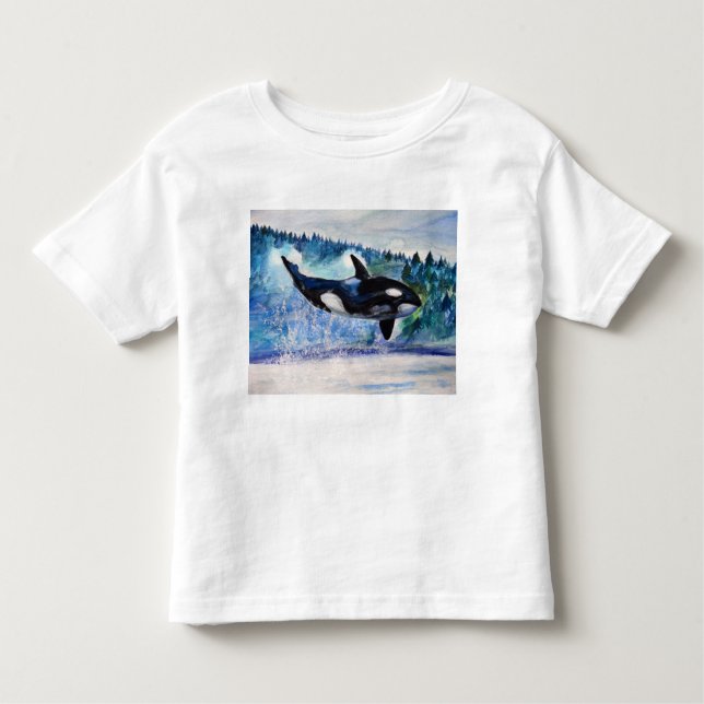 Orca Whale watercolor T-Shirt (Front)