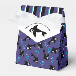 Orca Whale with Bubbles Purple Blue Stripes Favour Box