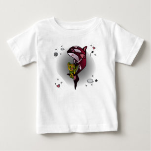 Orca Whale with Teddy Bear in Space Graphic Design Baby T-Shirt