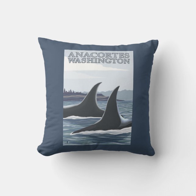 Orca Whales #1 - Anacortes, Washington Cushion (Front)