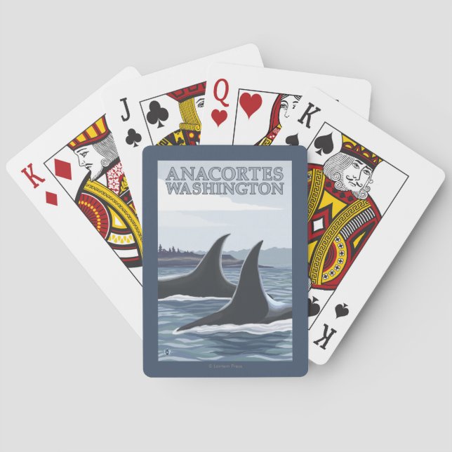 Orca Whales #1 - Anacortes, Washington Playing Cards (Back)