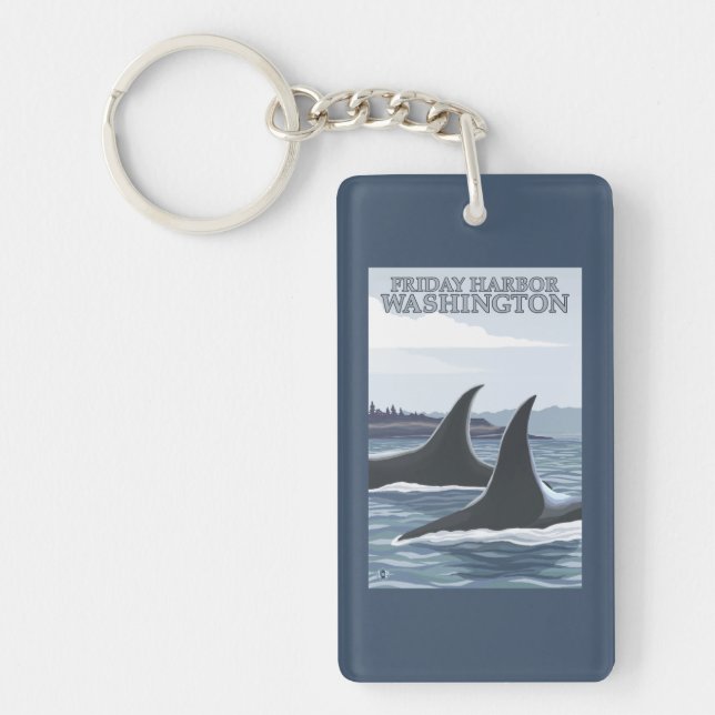 Orca Whales #1 - Friday Harbour, Washington Key Ring (Front)